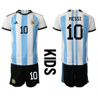 Argentina Lionel Messi #10 Domaci Dres za djecu SP 2022 Kratak Rukav (+ Kratke hlače)